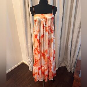 Mango Orange and Cream Abstract Print Maxi Dress